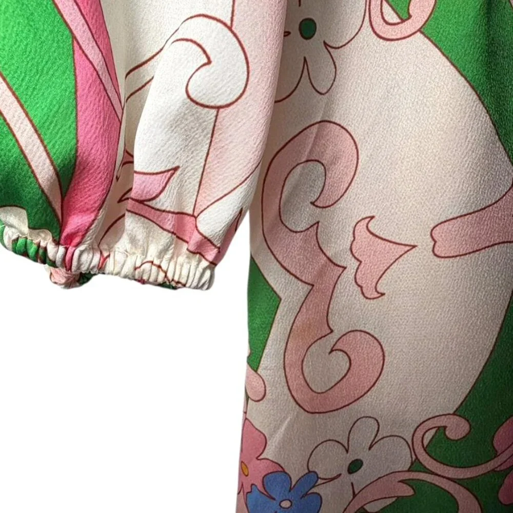 CIEBON Irena Floral Long Sleeve Satin Dress - Picture 8 of 11